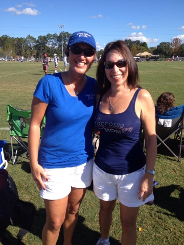 Jany and Cindy at their sons lacrosse tournament .